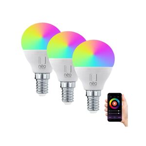 NEO E14 6W RGB+CCT 3ks LED žárovka, E14, 6W, 230V, P45, RGB + teplá-studená bílá, stmívatelná, Wi-Fi, 3ks 07745C