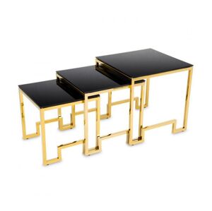 HowHomely SADA 3x Konferenční stolek SAMMEN zlatá/černá