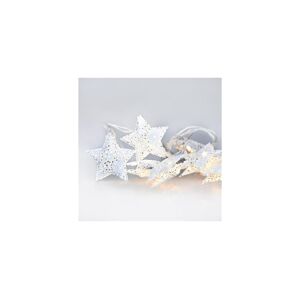 LED řetěz vánoční hvězdy, kovové, bílé, 10LED, 1m, 2x AA, IP20 , 1V224